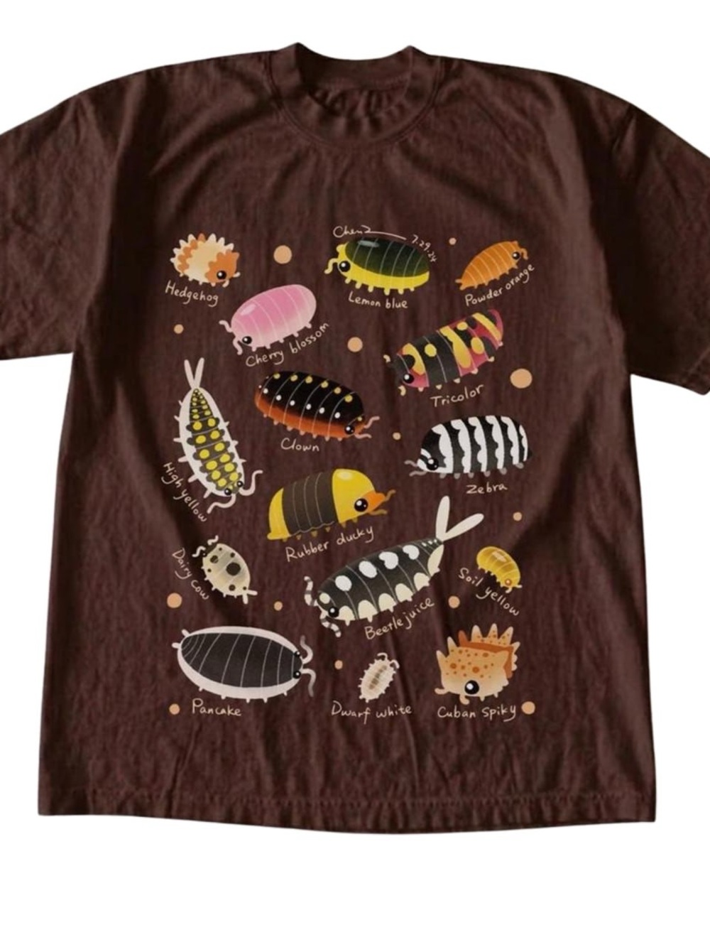 Gildan Brown Graphic Tee with Colorful Isopod and Critters